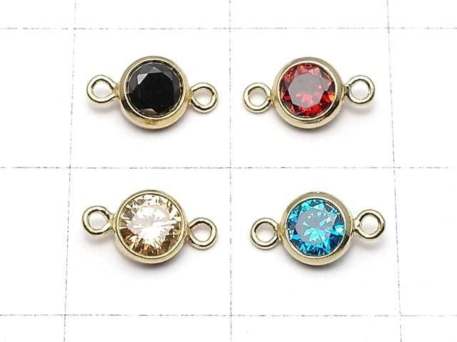 14KGF Charm w/CZ 4.5x4.5x2.5mm [Both Side] 1pc