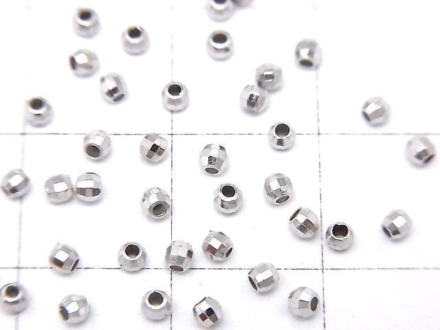 Silver925  Faceted Round 2mm  Rhodium Plated  20pcs