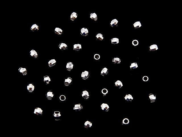 Silver925  Faceted Round 2mm  Rhodium Plated  20pcs