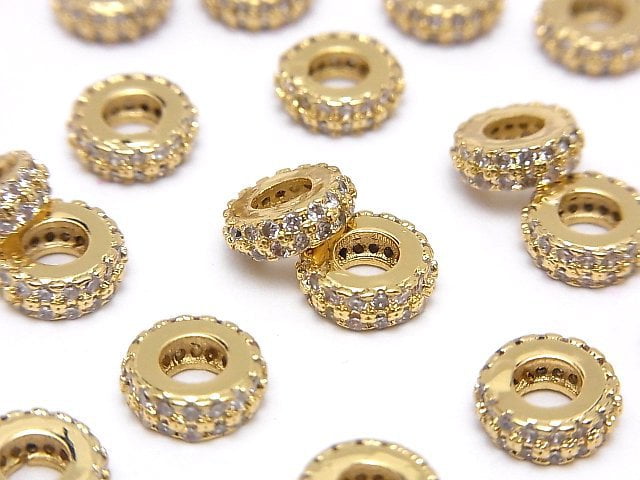 Metal parts Roundel [7mm][9mm] Gold color (with CZ) 2pcs