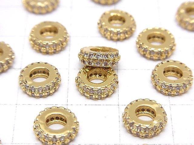 Metal parts Roundel [7mm][9mm] Gold color (with CZ) 2pcs