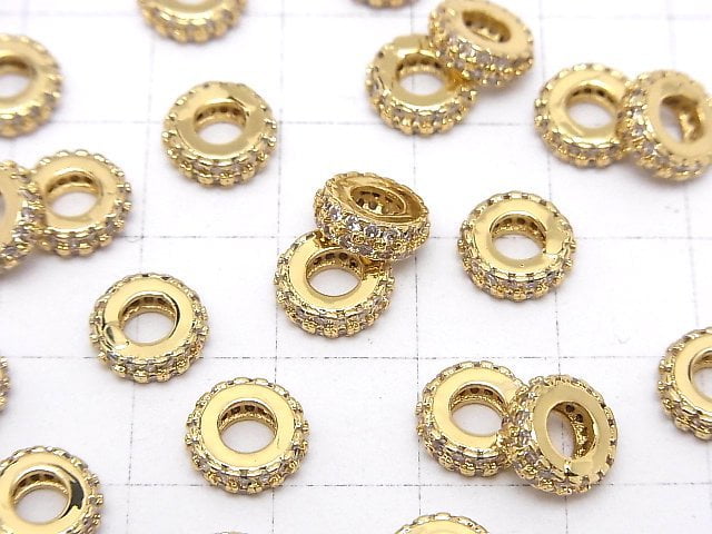 Metal parts Roundel [7mm][9mm] Gold color (with CZ) 2pcs