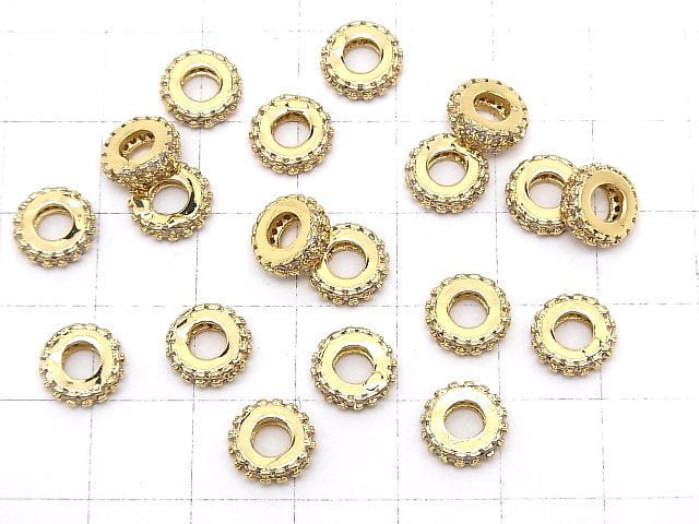 Metal parts Roundel [7mm][9mm] Gold color (with CZ) 2pcs