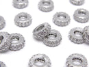 Metal parts Rondelle [7mm][9mm] Silver color (with CZ) 2pcs