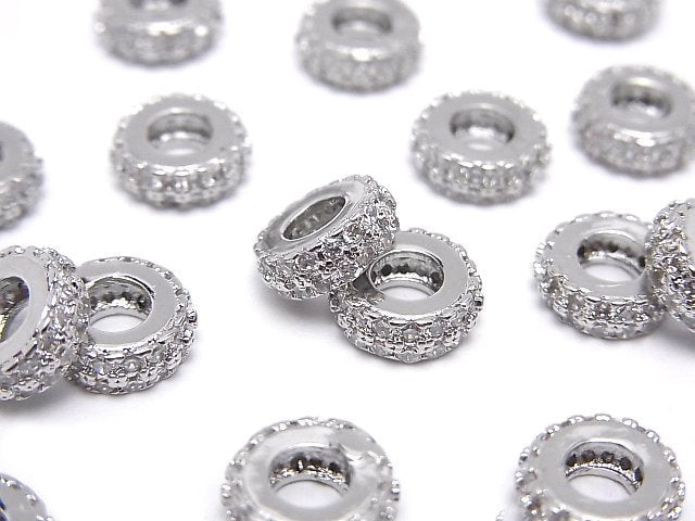 Metal parts Roundel [7mm][9mm] Silver color (with CZ) 2pcs