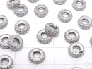 Metal parts Rondelle [7mm][9mm] Silver color (with CZ) 2pcs