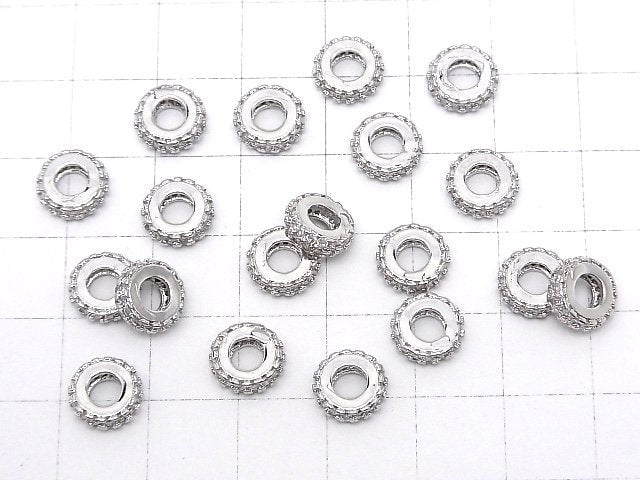 Metal parts Roundel [7mm][9mm] Silver color (with CZ) 2pcs