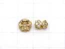 Metal parts Flower Rondelle 8.5x8.5x5mm (with CZ) Gold color 2pcs