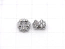 Metal parts Flower Rondelle 8.5x8.5x5mm (with CZ) Silver color 2pcs