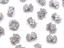 Metal parts Flower Rondelle 8.5x8.5x5mm (with CZ) Silver color 2pcs