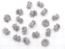 Metal parts Flower Rondelle 8.5x8.5x5mm (with CZ) Silver color 2pcs