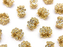 Metal parts Flower Rondelle 8x8x5mm (with CZ) Gold color 2pcs