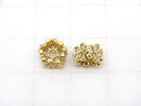 Metal parts Flower Rondelle 8x8x5mm (with CZ) Gold color 2pcs