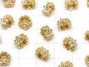 Metal parts Flower Rondelle 8x8x5mm (with CZ) Gold color 2pcs