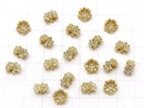 Metal parts Flower Rondelle 8x8x5mm (with CZ) Gold color 2pcs
