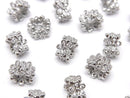 Metal parts Flower Rondelle 8x8x5mm (with CZ) Silver color 2pcs