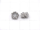 Metal parts Flower Rondelle 8x8x5mm (with CZ) Silver color 2pcs