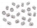 Metal parts Flower Rondelle 8x8x5mm (with CZ) Silver color 2pcs