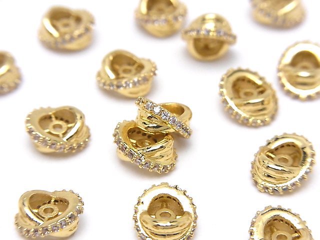 Metal parts Rondelle 7x7x4mm Gold (with CZ) 2pcs