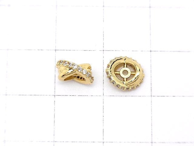 Metal parts Roundel 7x7x4mm Gold (with CZ) 2pcs