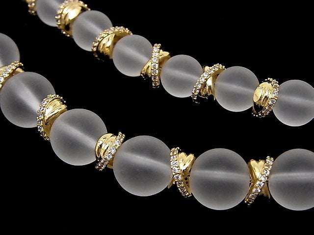 Metal parts Rondelle 7x7x4mm Gold (with CZ) 2pcs