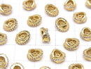 Metal parts Rondelle 7x7x4mm Gold (with CZ) 2pcs