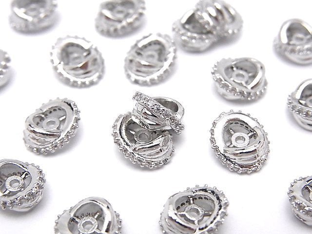 Metal parts Roundel 7x7x4mm Silver (with CZ) 2pcs