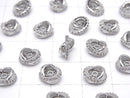 Metal parts Rondelle 7x7x4mm Silver (with CZ) 2pcs
