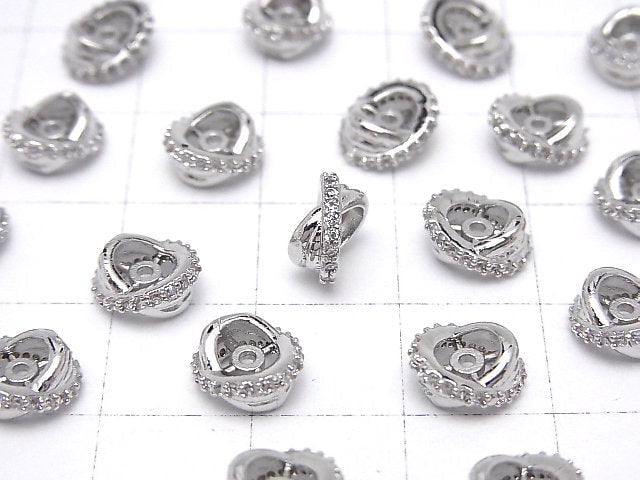 Metal parts Roundel 7x7x4mm Silver (with CZ) 2pcs