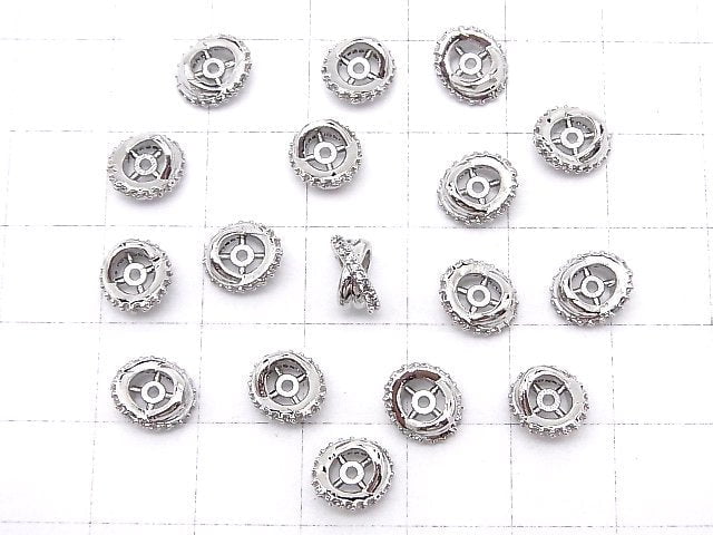 Metal parts Roundel 7x7x4mm Silver (with CZ) 2pcs