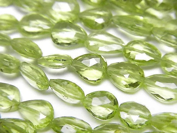 [Video]High Quality Peridot AAA Vertical Hole Faceted Pear Shape half or 1strand beads (aprx.9inch/22cm)