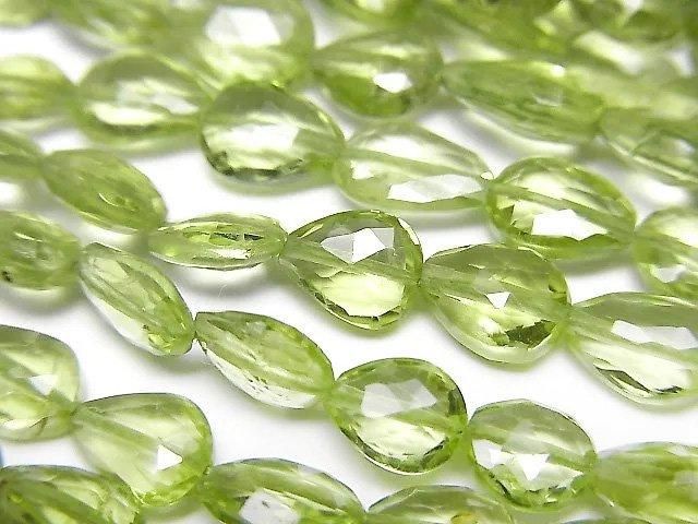 Péridot de haute qualité AAA, perles en forme de poire à facettes, trou vertical, demi-fil ou 1 fil (env. 9 pouces/22 cm)