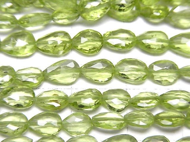 Péridot de haute qualité AAA, perles en forme de poire à facettes, trou vertical, demi-fil ou 1 fil (env. 9 pouces/22 cm)