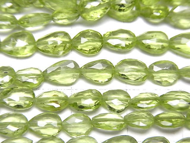 [Video]High Quality Peridot AAA Vertical Hole Faceted Pear Shape half or 1strand beads (aprx.9inch/22cm)