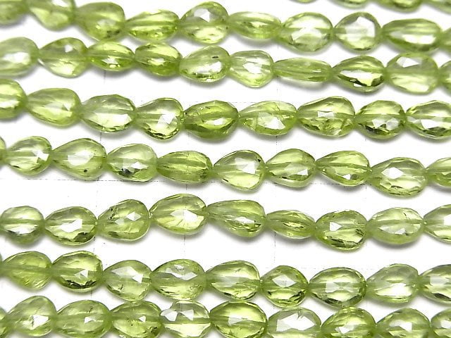 [Video]High Quality Peridot AAA Vertical Hole Faceted Pear Shape half or 1strand beads (aprx.9inch/22cm)