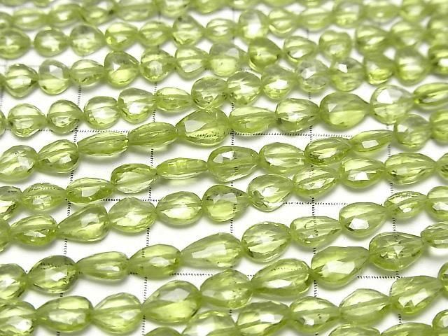 [Video]High Quality Peridot AAA Vertical Hole Faceted Pear Shape half or 1strand beads (aprx.9inch/22cm)
