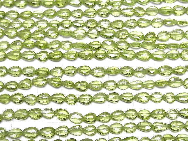 [Video]High Quality Peridot AAA Vertical Hole Faceted Pear Shape half or 1strand beads (aprx.9inch/22cm)