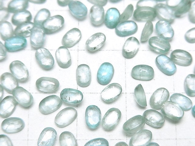 [Video]High Quality Aqua Kyanite AAA- Oval Cabochon 5x3mm 5pcs