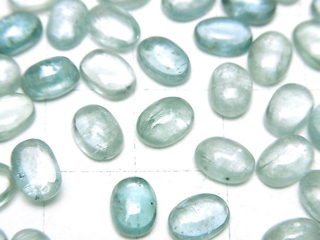 [Video]High Quality Aqua Kyanite AAA- Oval Cabochon 7x5mm 2pcs