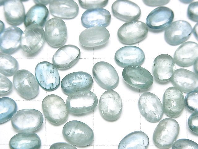 [Video]High Quality Aqua Kyanite AAA- Oval Cabochon 7x5mm 2pcs