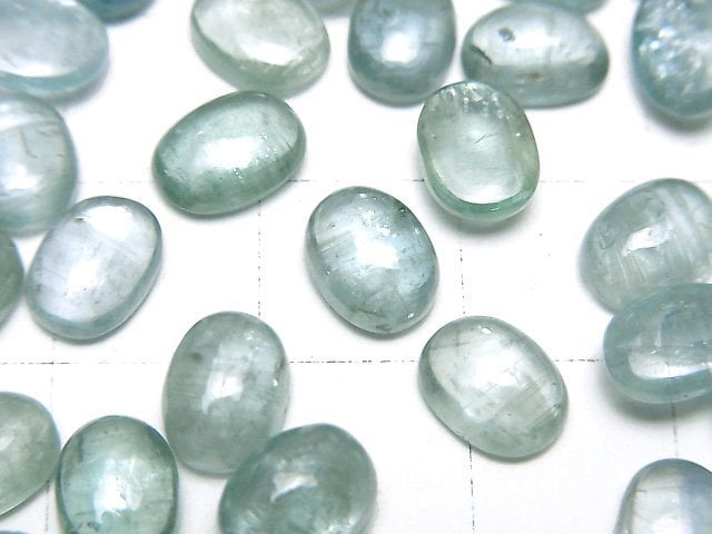 [Video]High Quality Aqua Kyanite AAA- Oval Cabochon 8x6mm 2pcs