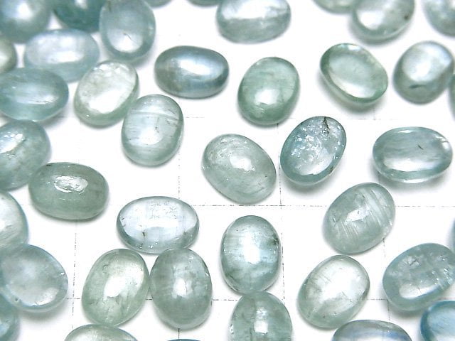 [Video]High Quality Aqua Kyanite AAA- Oval Cabochon 8x6mm 2pcs