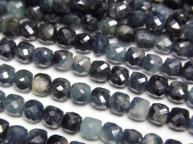 [Video]High Quality! Indigolite Tourmaline AA Cube Shape 4x4x4mm half or 1strand beads (aprx.15inch/36cm)