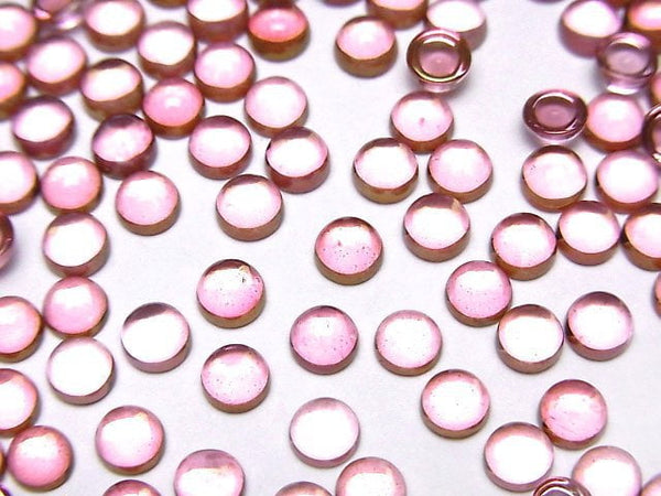 [Video]High Quality Pink Topaz AAA Round Cabochon 4x4mm 10pcs