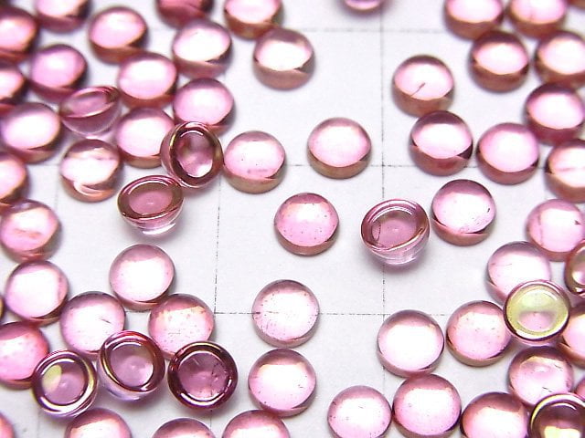 [Video]High Quality Pink Topaz AAA Round Cabochon 4x4mm 10pcs