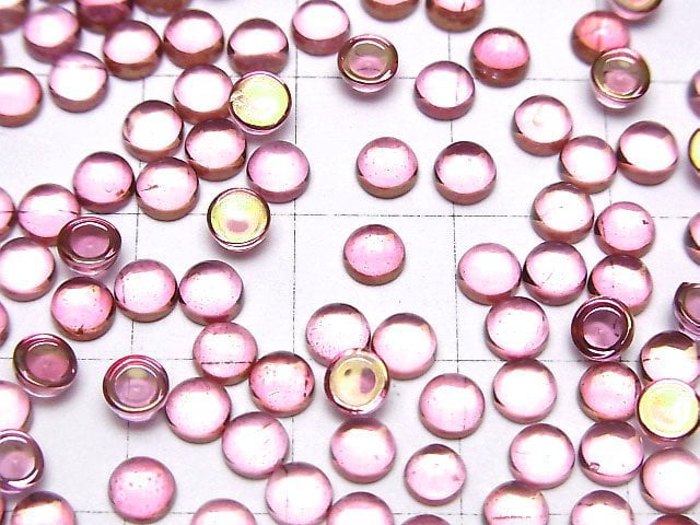 [Video]High Quality Pink Topaz AAA Round Cabochon 4x4mm 10pcs