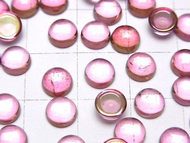 [Video]High Quality Pink Topaz AAA Round Cabochon 6x6mm 3pcs