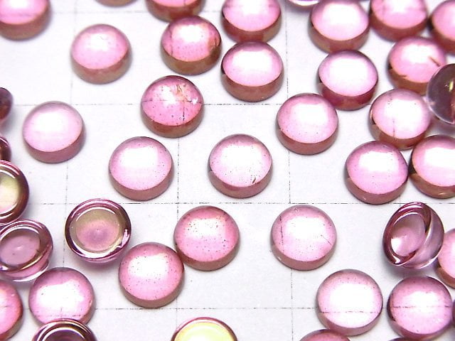 [Video]High Quality Pink Topaz AAA Round Cabochon 6x6mm 3pcs