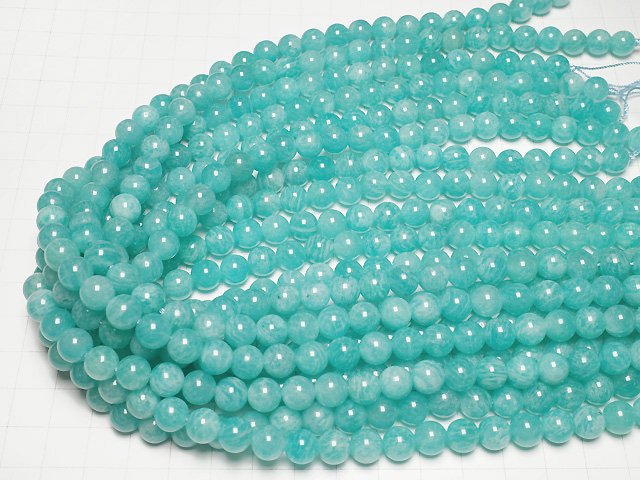 [Video] Mozambique Amazonite AA++ Round 8mm half or 1strand beads (aprx.15inch/36cm)