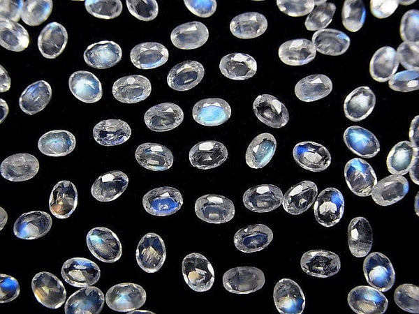 [Video]High Quality Rainbow Moonstone AAA Loose stone Oval Faceted 4x3mm 5pcs